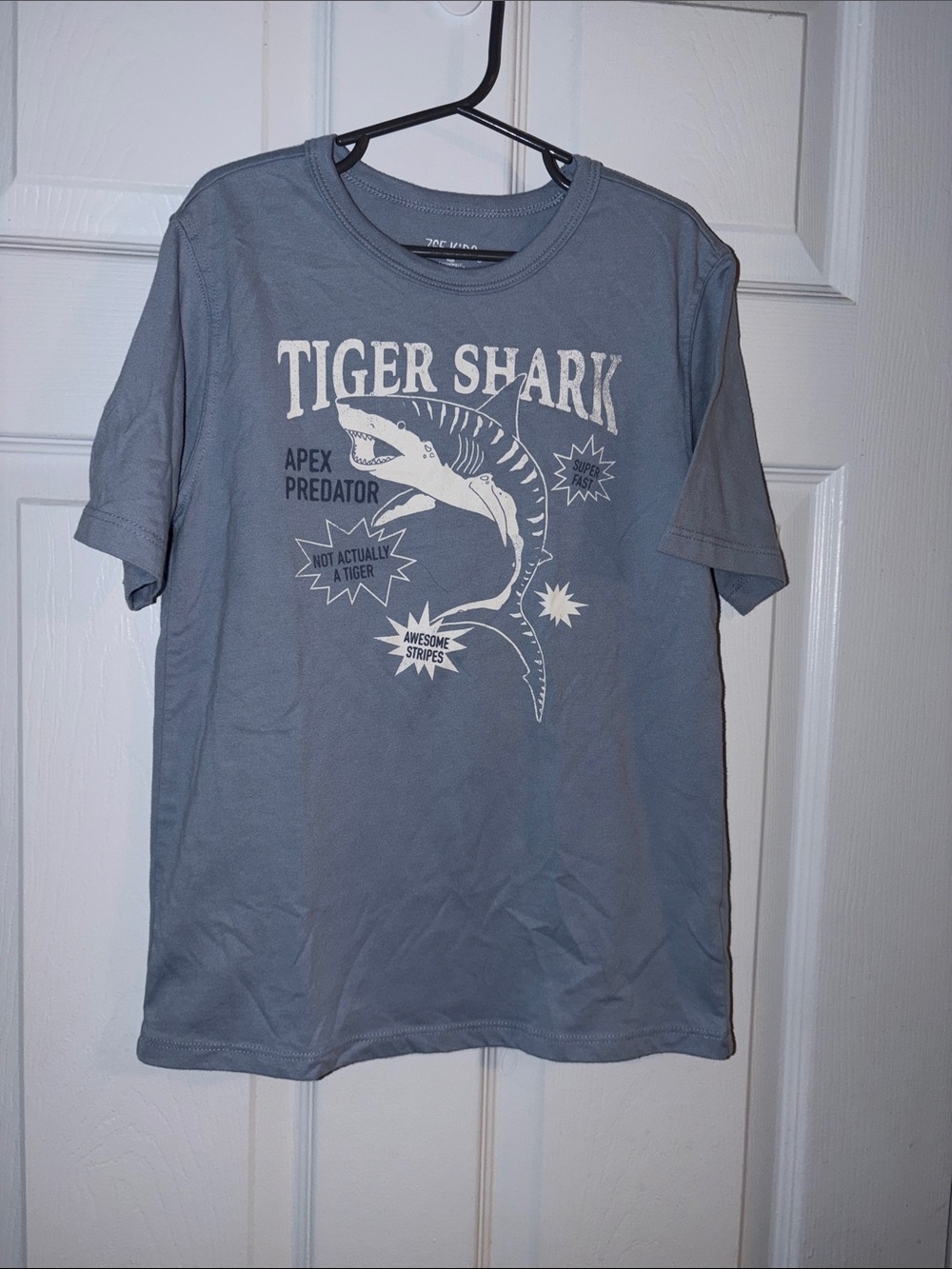 Tiger Shark Graphic Tee - Slate Blue with White Print